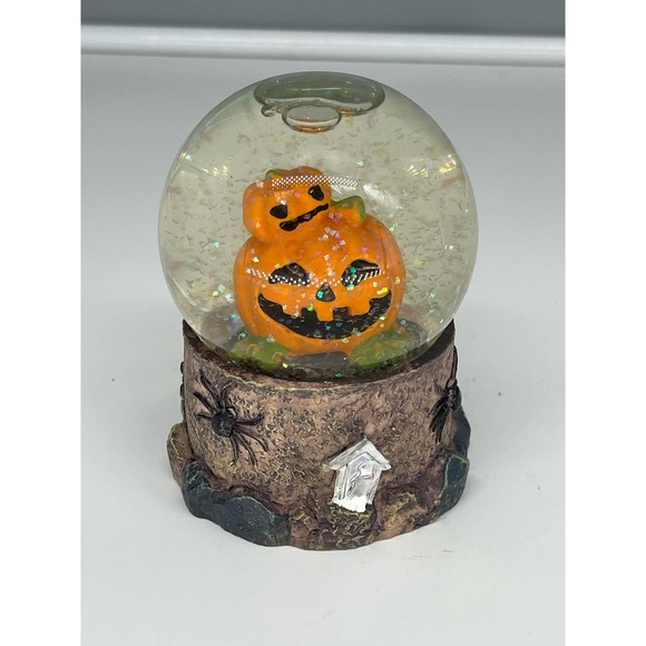 Pre-owned Greenbrier Small Halloween Glitter Water Globe Pumpkins EUC - Picture 1 of 8
